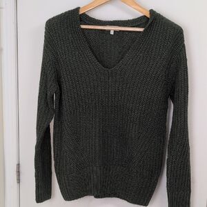 BIG CHUNKY FOREST GREEN V NECK SWEATER SIZE XX SMALL OVERSIZED